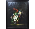 Large flowers still-life oil on canvas framed paintingCuadro con florero
