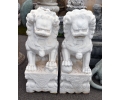 Pareja de esculturas leones de Fu realizados en mármol