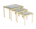 Set of three white and gilt metal nesting tables