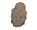 Early 20th century Indian hand carved red sandstone Buddha head in the style of Rajasthan's khajurajo temples