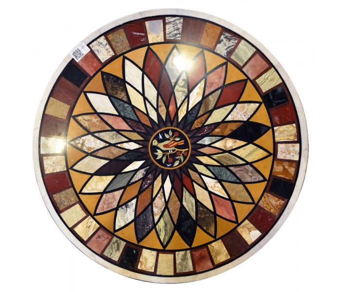 Round marble table top with geometric...