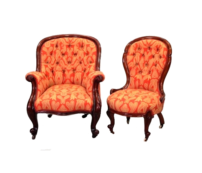 Victorian mahogany armchair and chair...