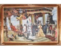 People scente oil on canvas framed painting