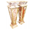 Pair of honey onys and manao red marble wall plinths pedestal bases
