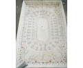 Monumental Carrara white marble floor fountain with hardstone mosaic inlay 