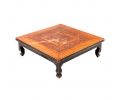 Chinese foot rest with intricate geometric marquetry decorations