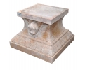 Red egyptian marble plinth base with cherub head and plant relief decoration