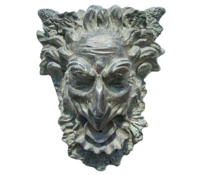 Bronze faun head mascaron water spout
