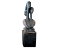 Belgium black marble modern abstract sculpture of a woman and child with plinth