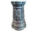 Belgium black marble plinth base with decorative plant based relief carvings