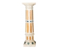 Aged Macael white marble pedestal base with lapis lazuli inlay 