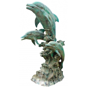Very large bronze 3-dolphin...