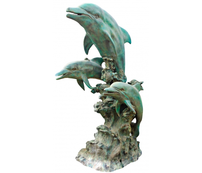 Very large bronze 3-dolphin fountain...