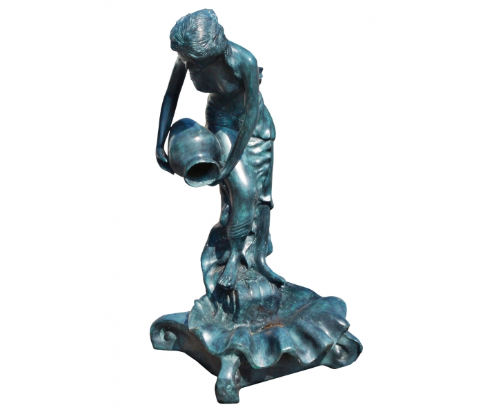 Bronze woman with water jug on shell...