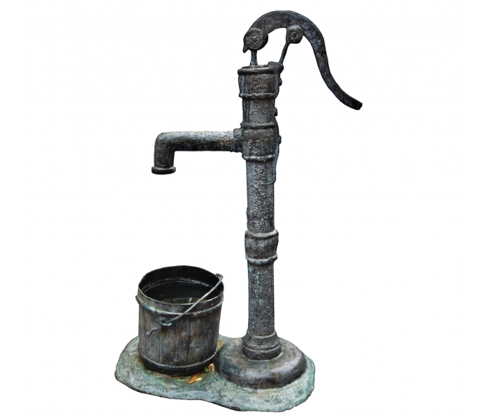 Bronze hand water pump fountain