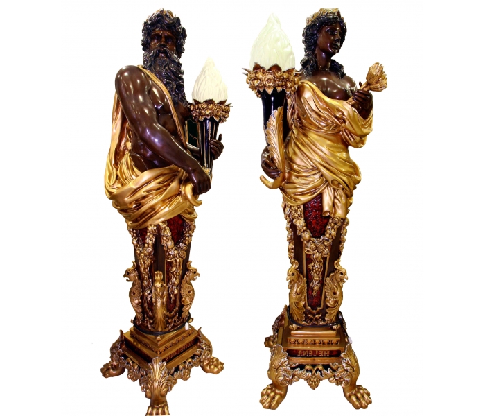 Pareja de esculturas lampareros Zeus...