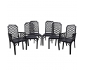 Set de cuatro sillas y dos sillones de madera lacada en negro