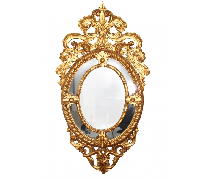 Espejo dorado estilo barroco . Siglo XIX