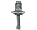 Atlante grey marble 1-tier wall fountain with lion head mascaron spout
