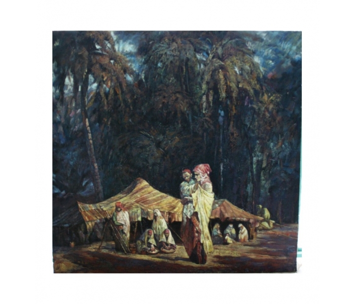 Arab people oasis scene oil on canvas...