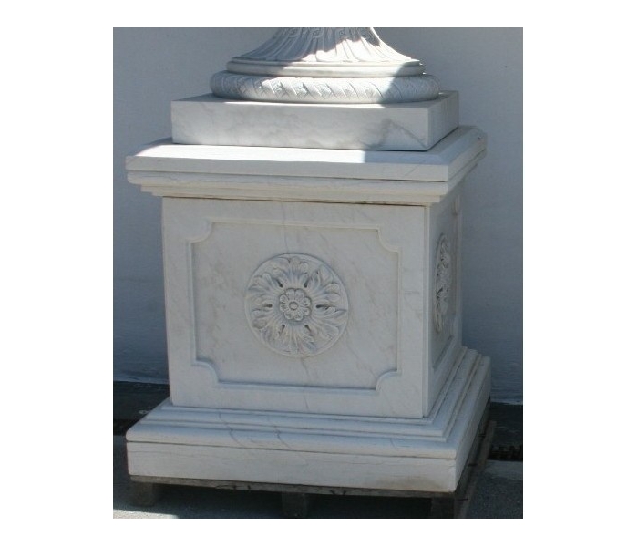 Carrara white marble plinth base 