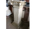 Aged white Macael marble fluted pedestal base 