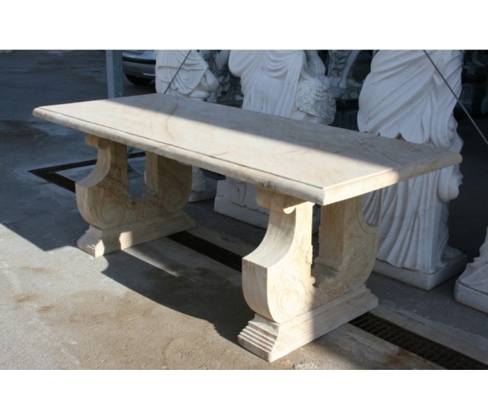 Light brown sandstone table with lyre...