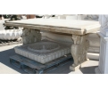 Very heavy Macael white aged marble table with bases