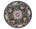 Round marble table top with Italian pietra dura hardstones inlay classical mosaic, including blue lapis lazuli