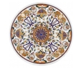 8-seater black marble table top with Italian pietra dura hardstones mosaic inlay classical plant decorations, including blue lap