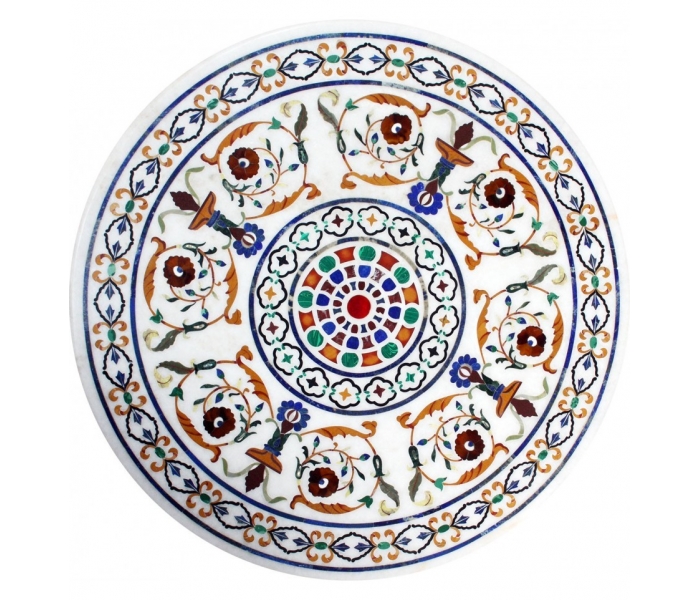 Round marble table top decorated with...
