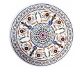 Round marble table top decorated with Italian pietra dura hardstones inlay classical mosai, mainly blue lapis lazuli and green m