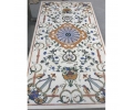 10-seater Crema marble dining table top with Reinassence Italian pietra dura hardstsones mosaic inlay, including blue lapis lazu