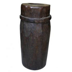 Large tall wooden mortar 