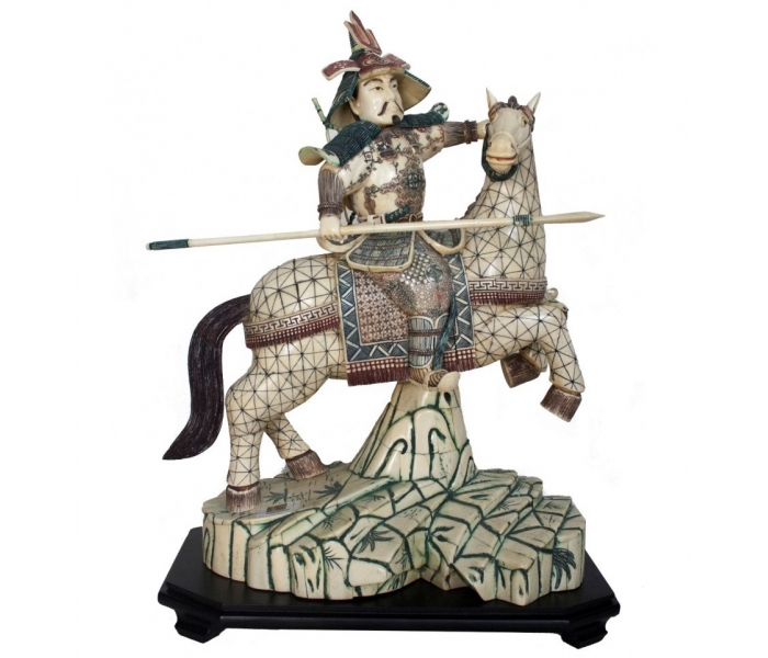 Oriental carved bone samurai horse...