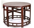 Pair of semicircular Chinese conifer wood console tables