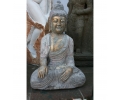 Aged black marble painted sitting Buddha sculpture