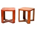 Pair of red octagonal wooden side tables