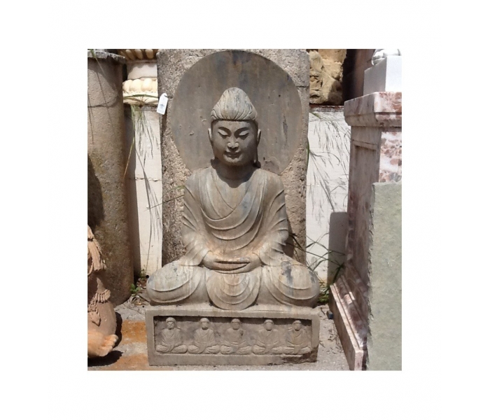 Aged black marble sitting Buddha...