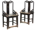Pair of Chinese black lacquered tall chairs