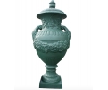 Large cast iron garden urn with lid