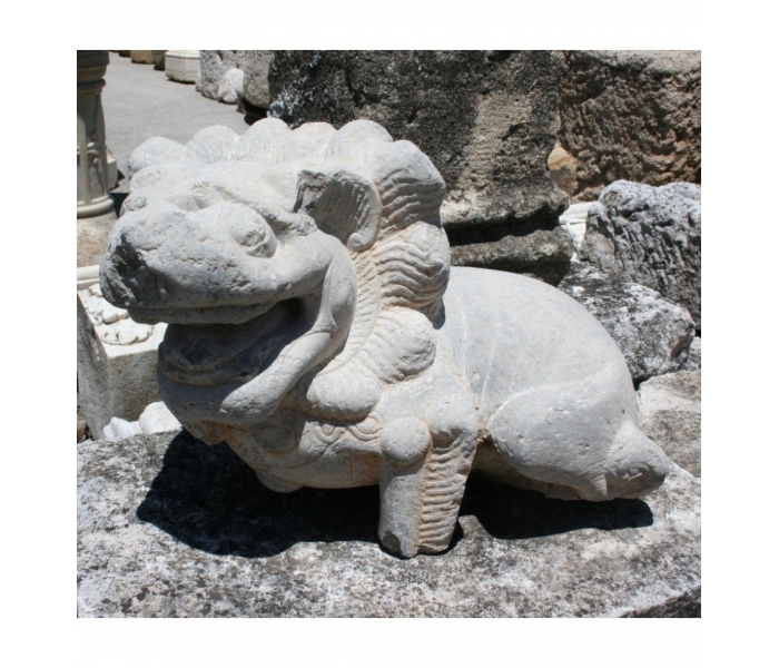 Oriental hand carved stone foo lion dog 