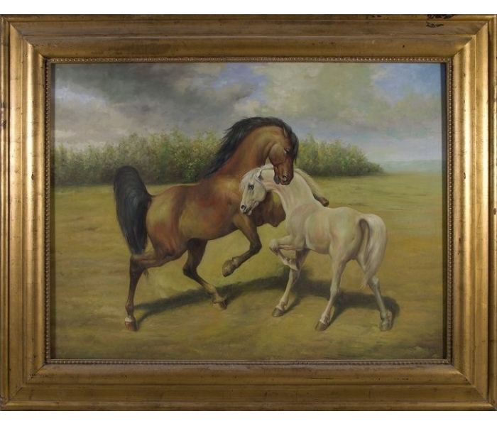 Cuadro de dos caballos en paisaje