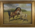Cuadro de dos caballos en paisaje