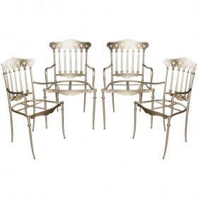 1980s set of four iron chairs