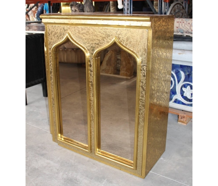 1980s gilded brass and mirrors bar...