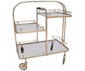 1980s Spanish gilded brass drinks trolley with original rubber wheels