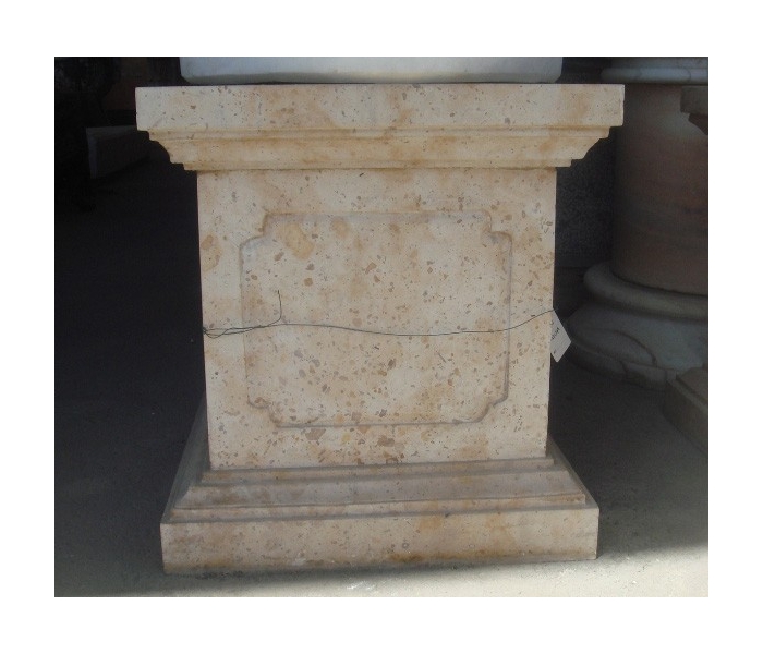 Aged Carrara white marble plinth base