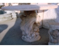 Rosetta pink marble round table with horse bust pedestal base 