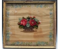 19th century silk petit point embroidery flower basket